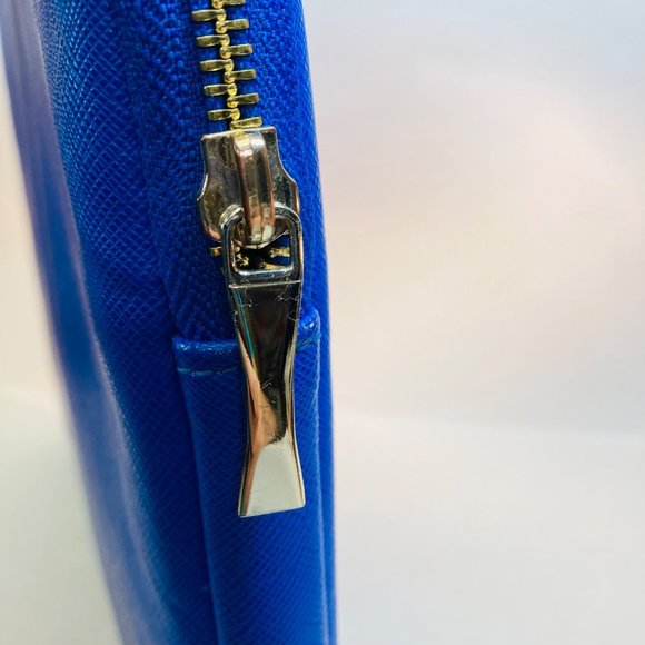 Kate Spade Laptop Sleeve 13.5 x 10 inches Blue Indigo Black Interior as is - Picture 4 of 11